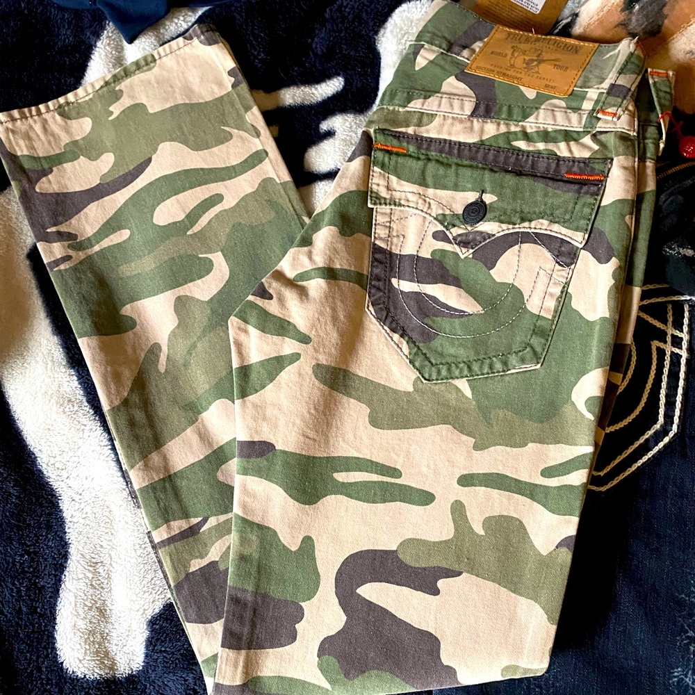 True Religion Straight Flap CAMO Khaki Jeans